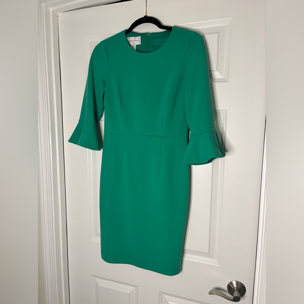 Donna Morgan Vibrant Green Bell Sleeve Dress